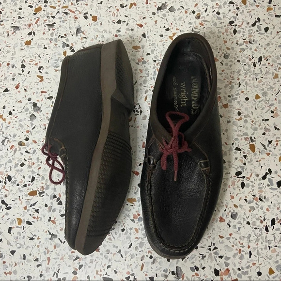 NOMADS Leather Loafer Arch Preserver Shoe Size 9.5 Wide Maroon Lace Up Preppy - Picture 4 of 15